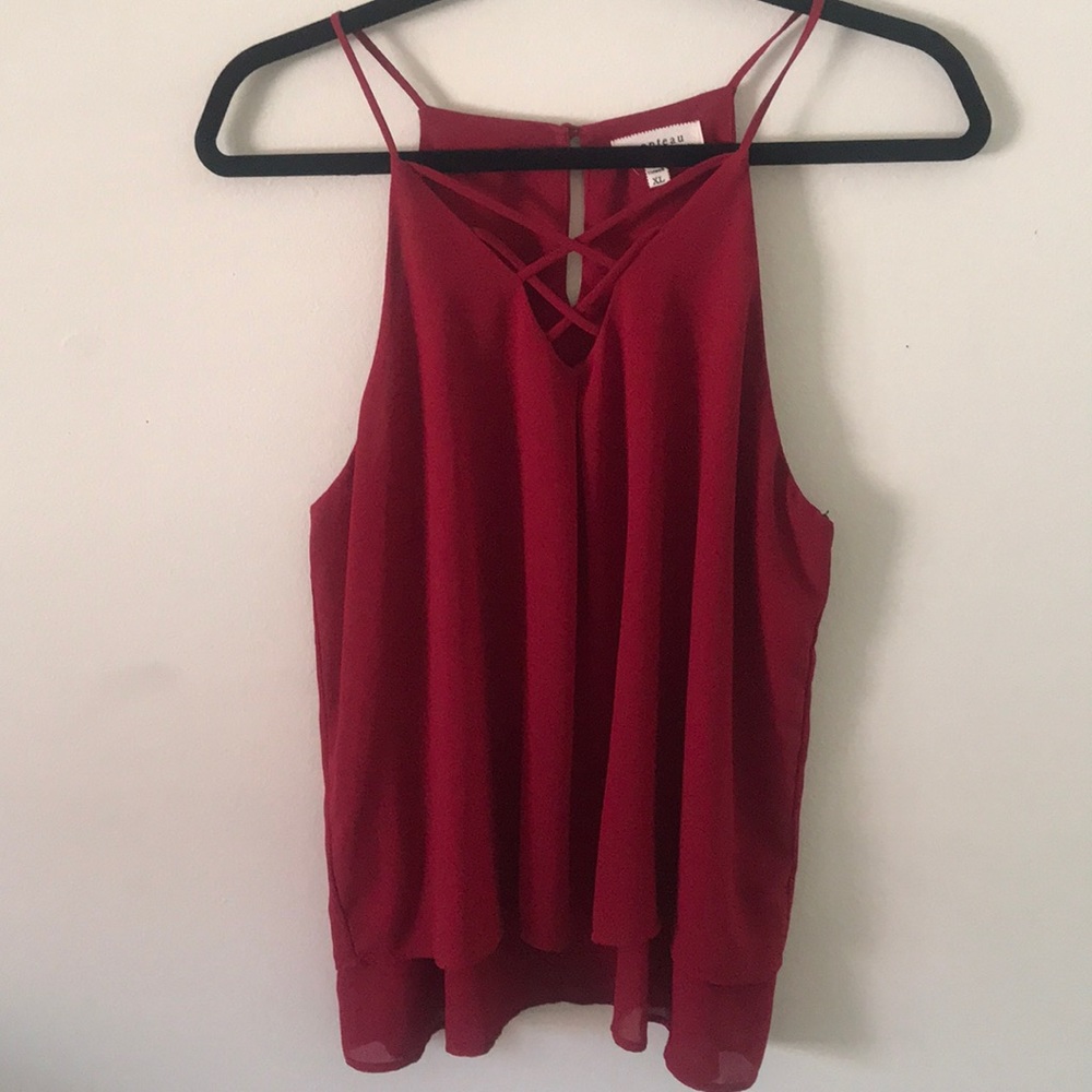 Red Cross cross neckline tank top
